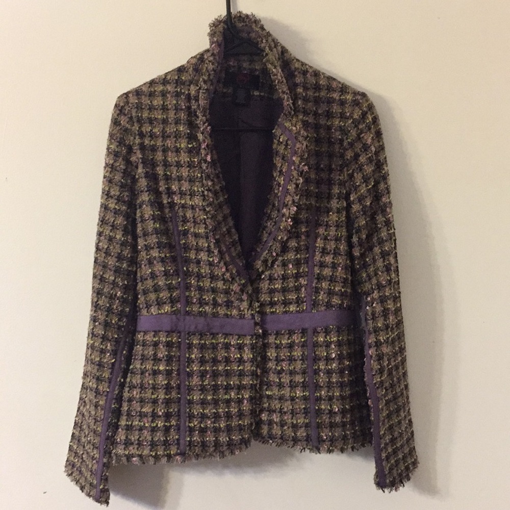 True meaning size 6 open tweed blazer